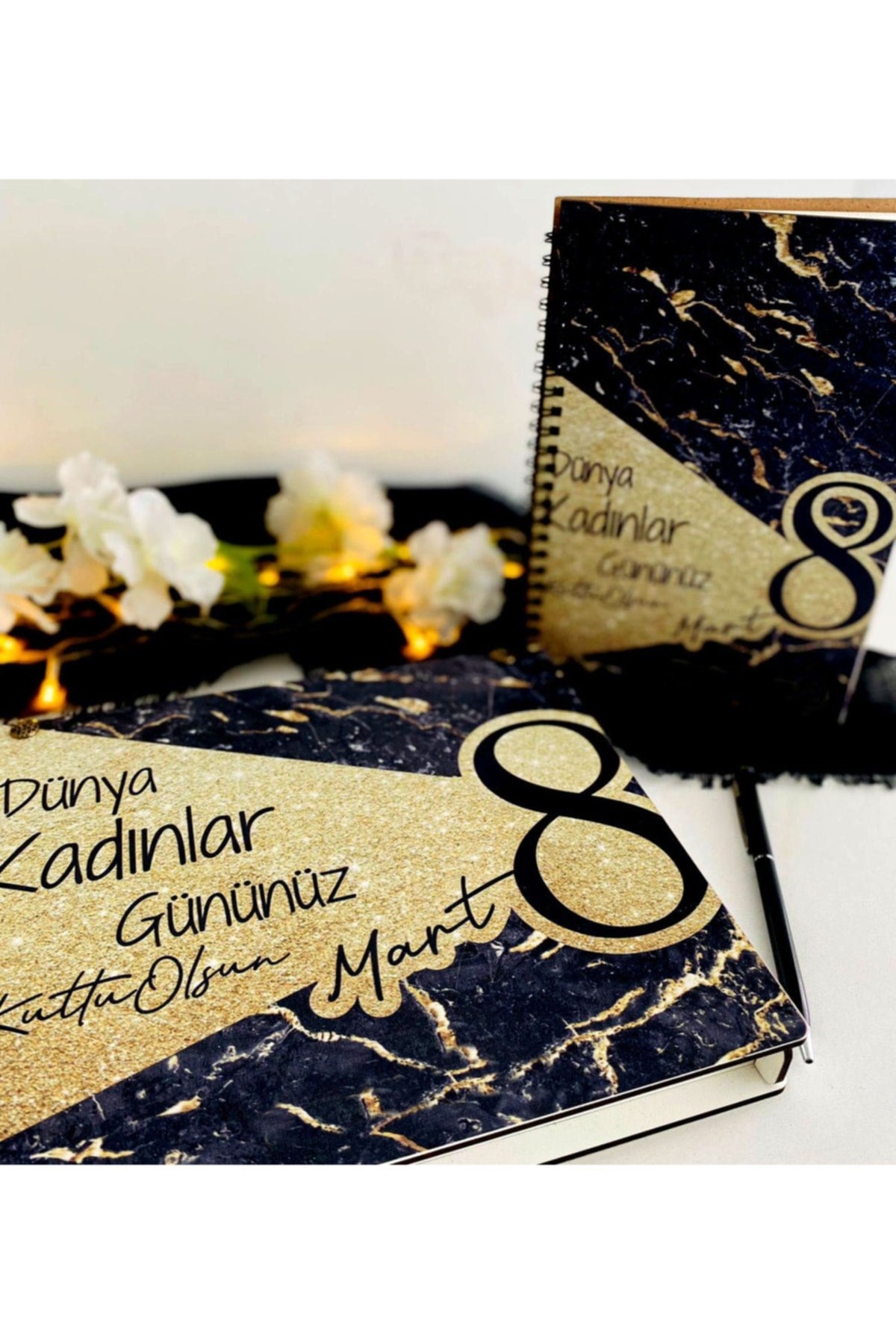 Kadınlar Günü Ahşap Kutulu Ahşap Defter Kalem Seti