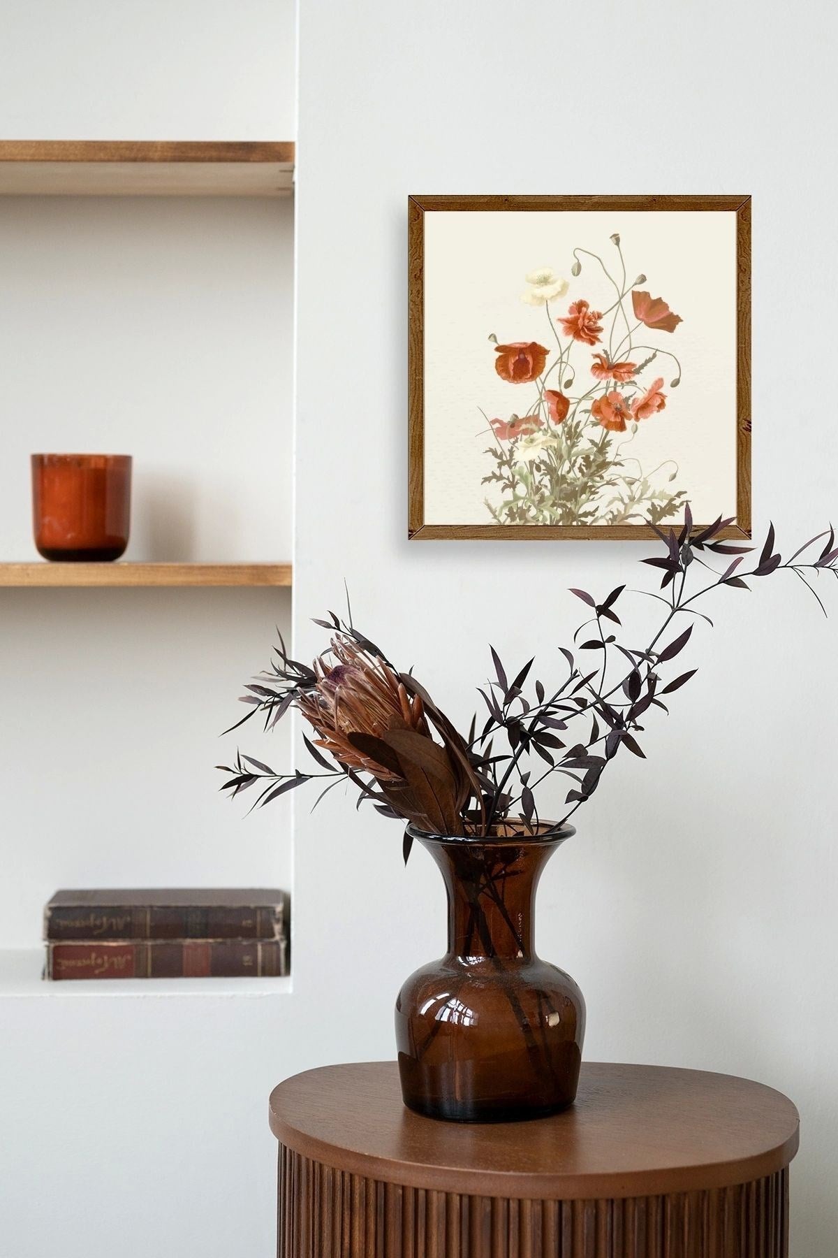 Çiçek Ahşap Çerçeveli Tablo 50 x 50