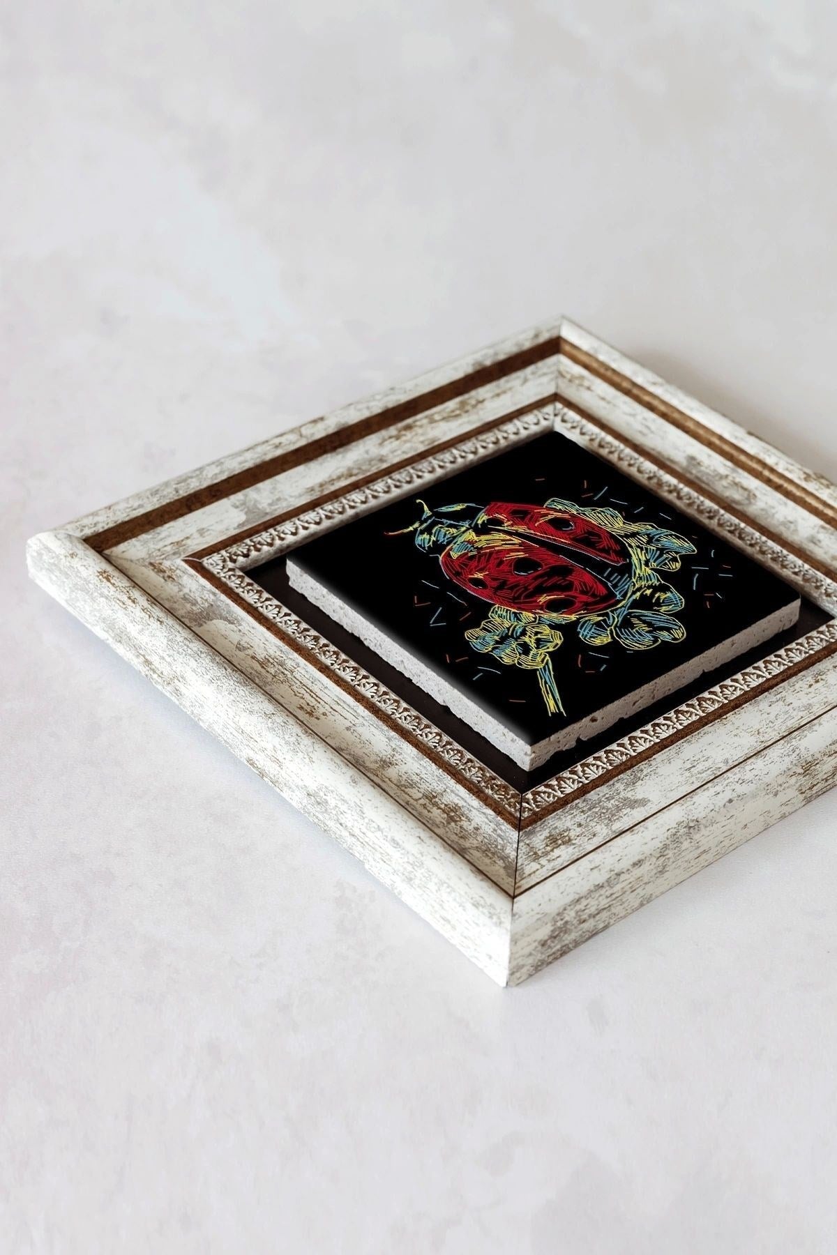 Soyut Desen Çerçeveli Taş Tablo , Çerçeveli Taş Duvar Dekoru-enkcrcvtbl-00101 20 cm