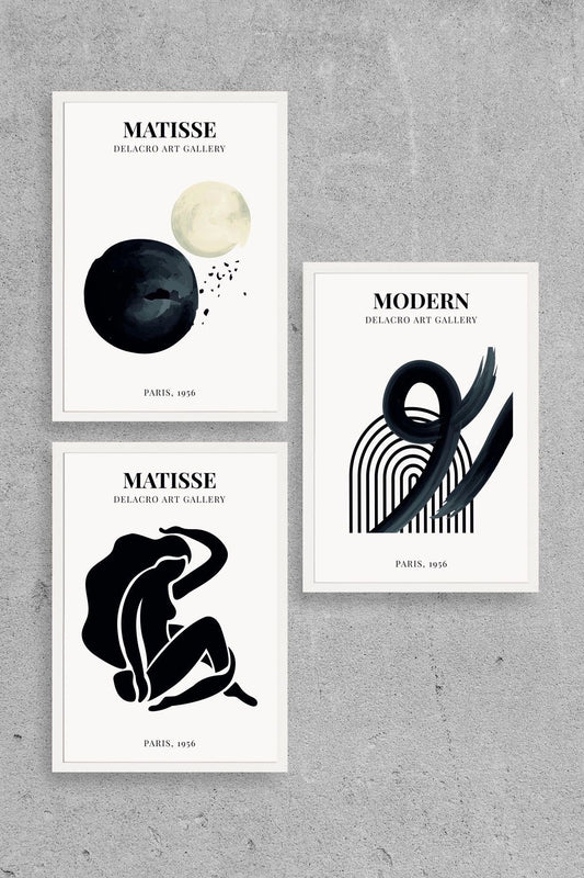 Matisse Üçlü Ahşap Çerçeveli Tablo 23 x 30