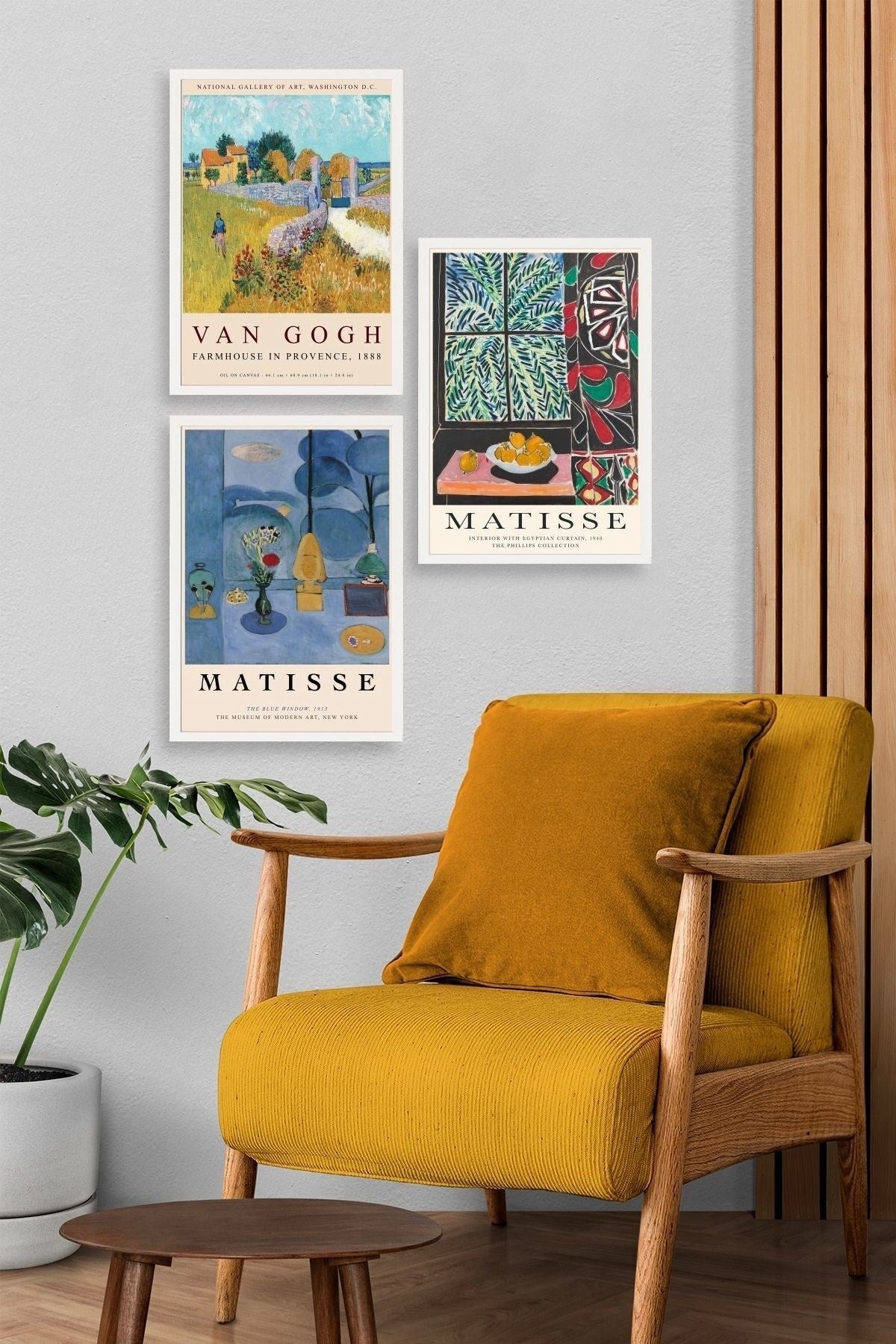 Ünlü Tablolar Üçlü Ahşap Çerçeveli Tablo 23 x 30