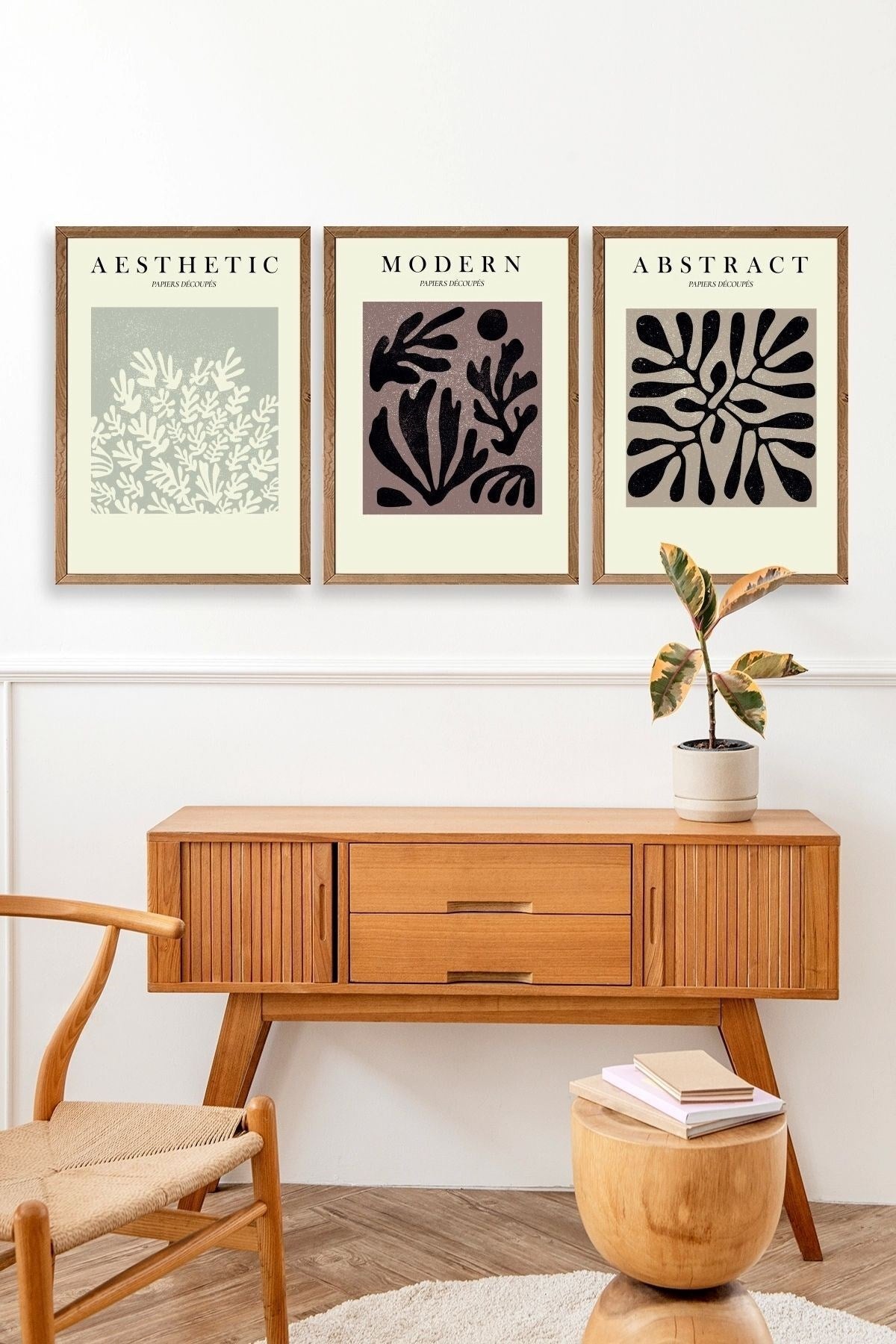 Modern Üçlü Ahşap Çerçeveli Tablo 23 x 30