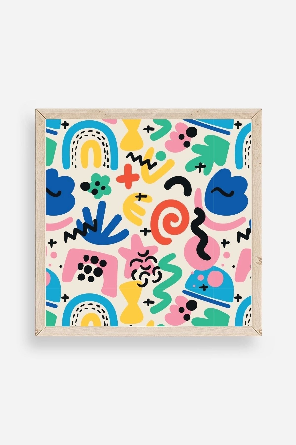 Soyut Ahşap Çerçeveli Tablo 50 x 50