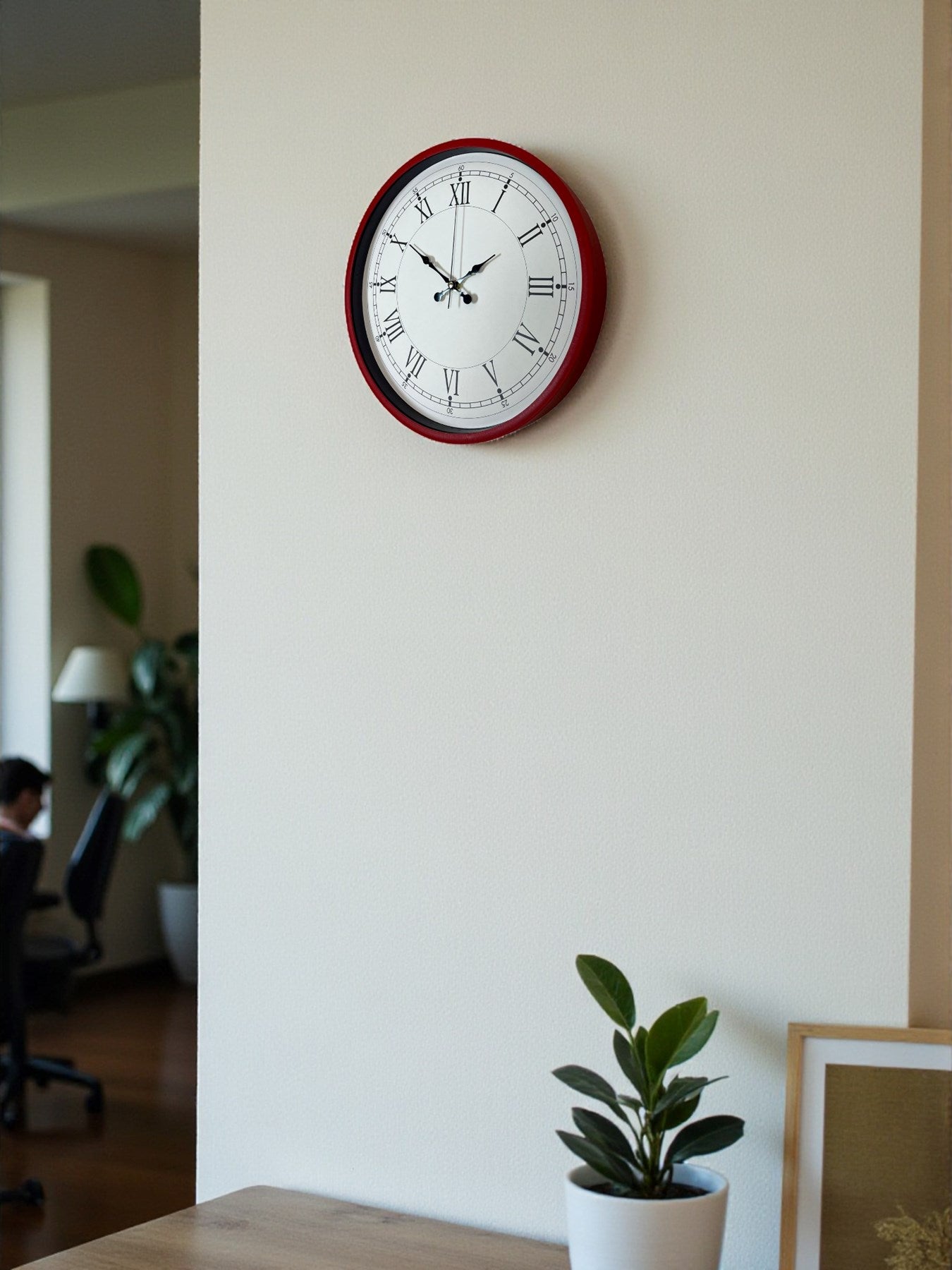 Zentime 36 Cm Kırmızı Dekoratif Duvar Saati