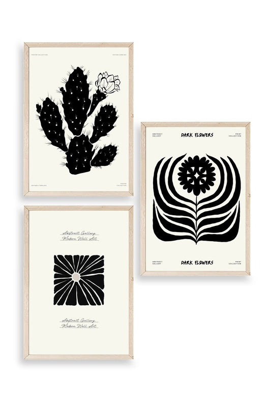 Modern Üçlü Ahşap Çerçeveli Tablo 50 x 70