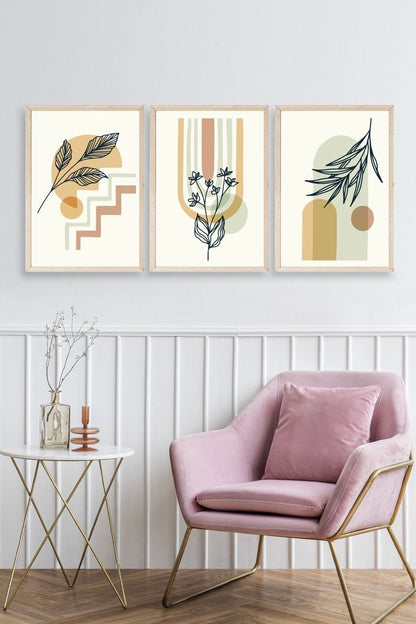 Manzara Üçlü Ahşap Çerçeveli Tablo 17 x 23