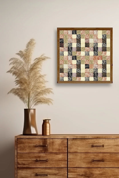 Soyut Ahşap Çerçeveli Tablo 23 x 23