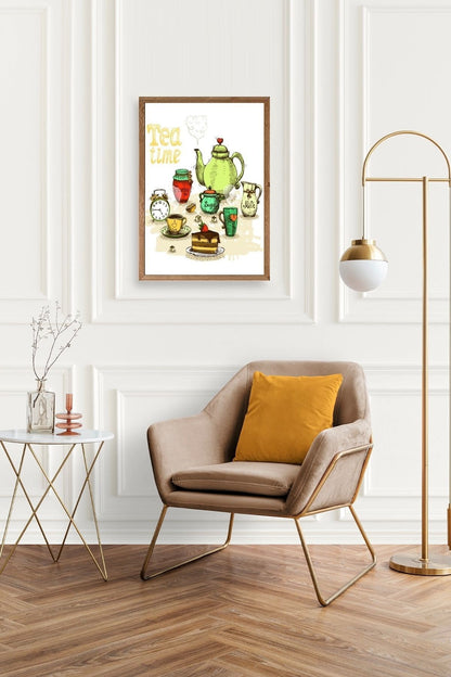 Çay Vakti Ahşap Çerçeveli Tablo 50 x 70