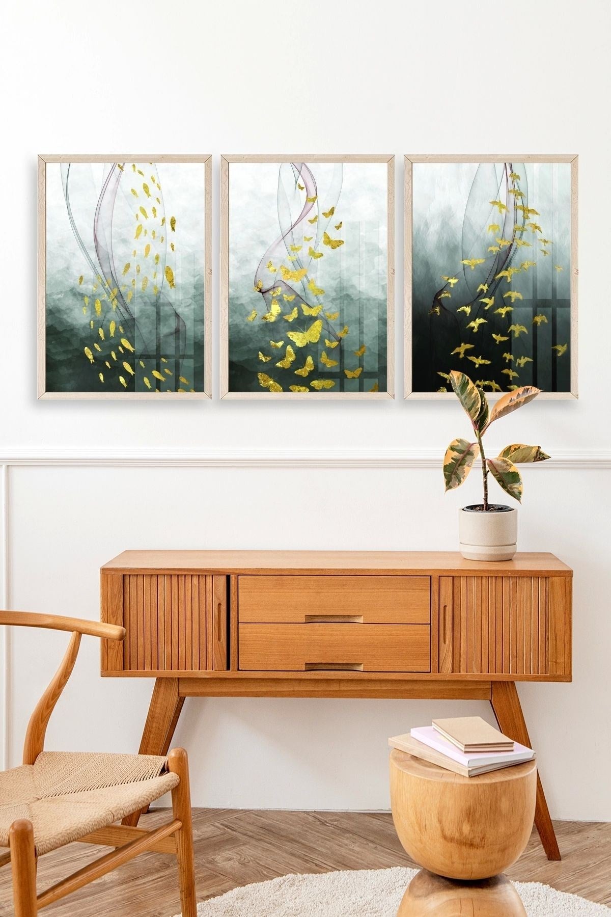 Soyut Hayvanlar Ahşap Çerçeveli Tablo 50 x 70