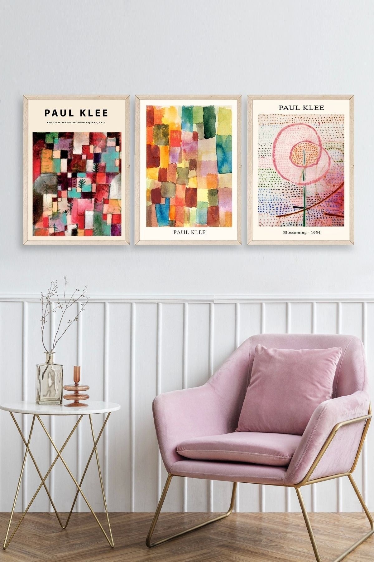 Paul Klee Üçlü Ahşap Çerçeveli Tablo 30 x 40