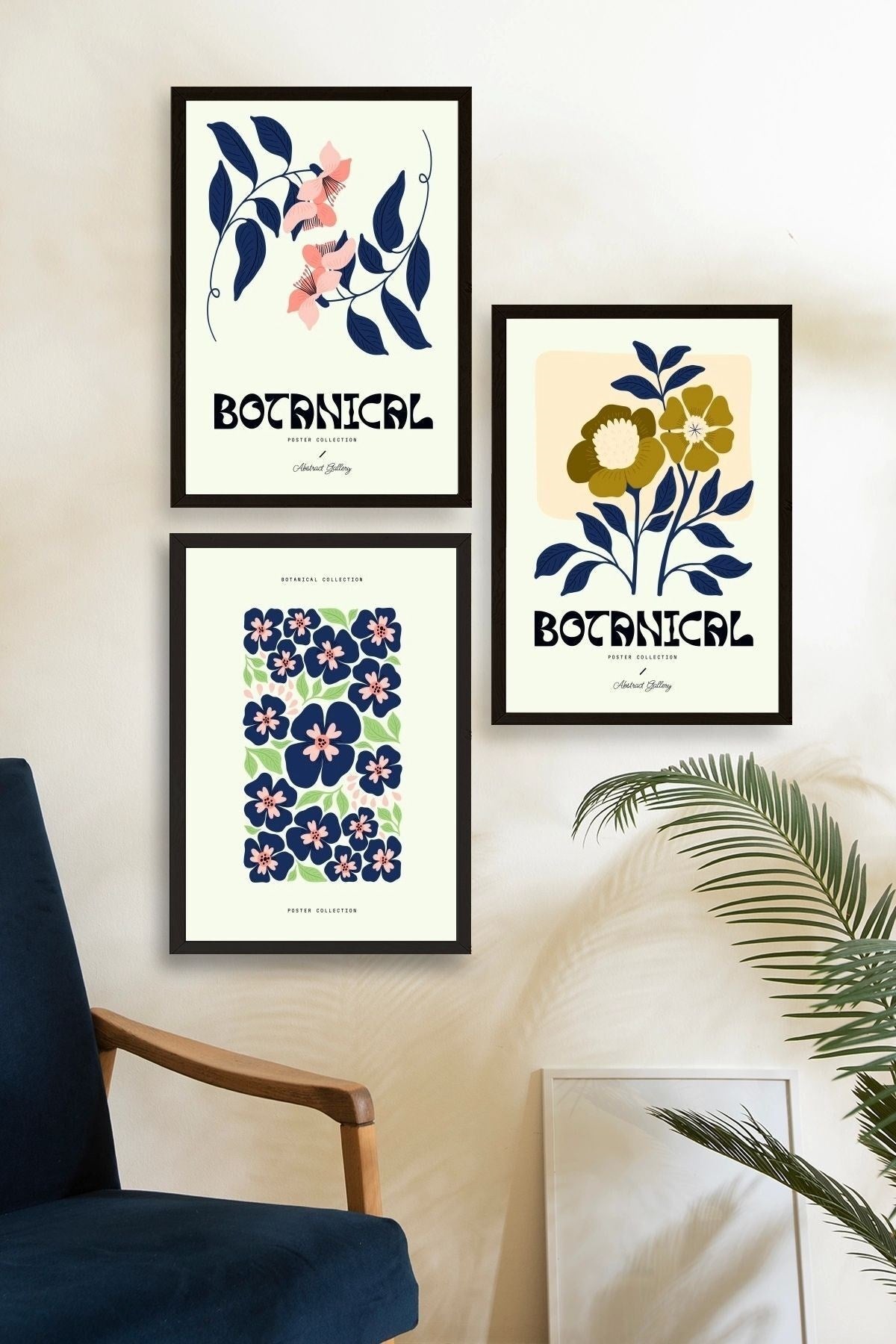 Botanik Üçlü Ahşap Çerçeveli Tablo 40 x 60