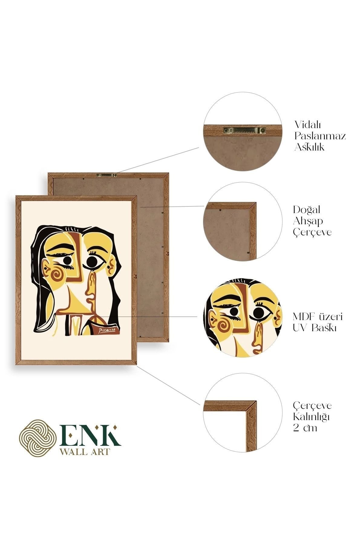 Tete de Femme Ahşap Çerçeveli Tablo 50 x 70