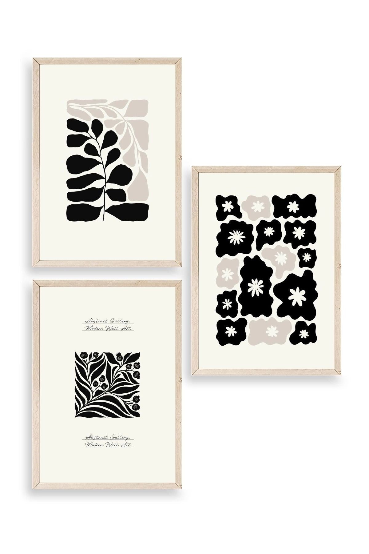 Modern Üçlü Ahşap Çerçeveli Tablo 50 x 70