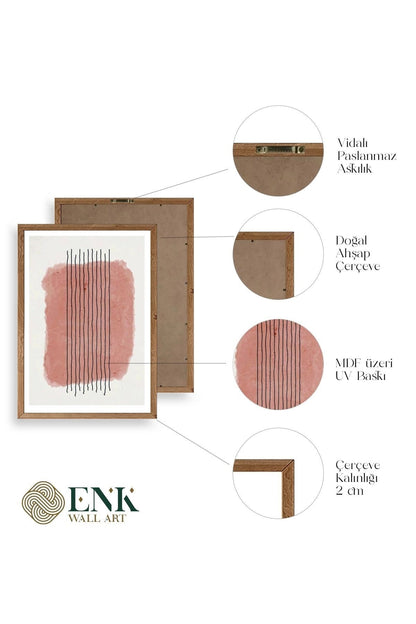 Şekiller Kare Üçgen Üçlü Ahşap Çerçeveli Tablo 30 x 42