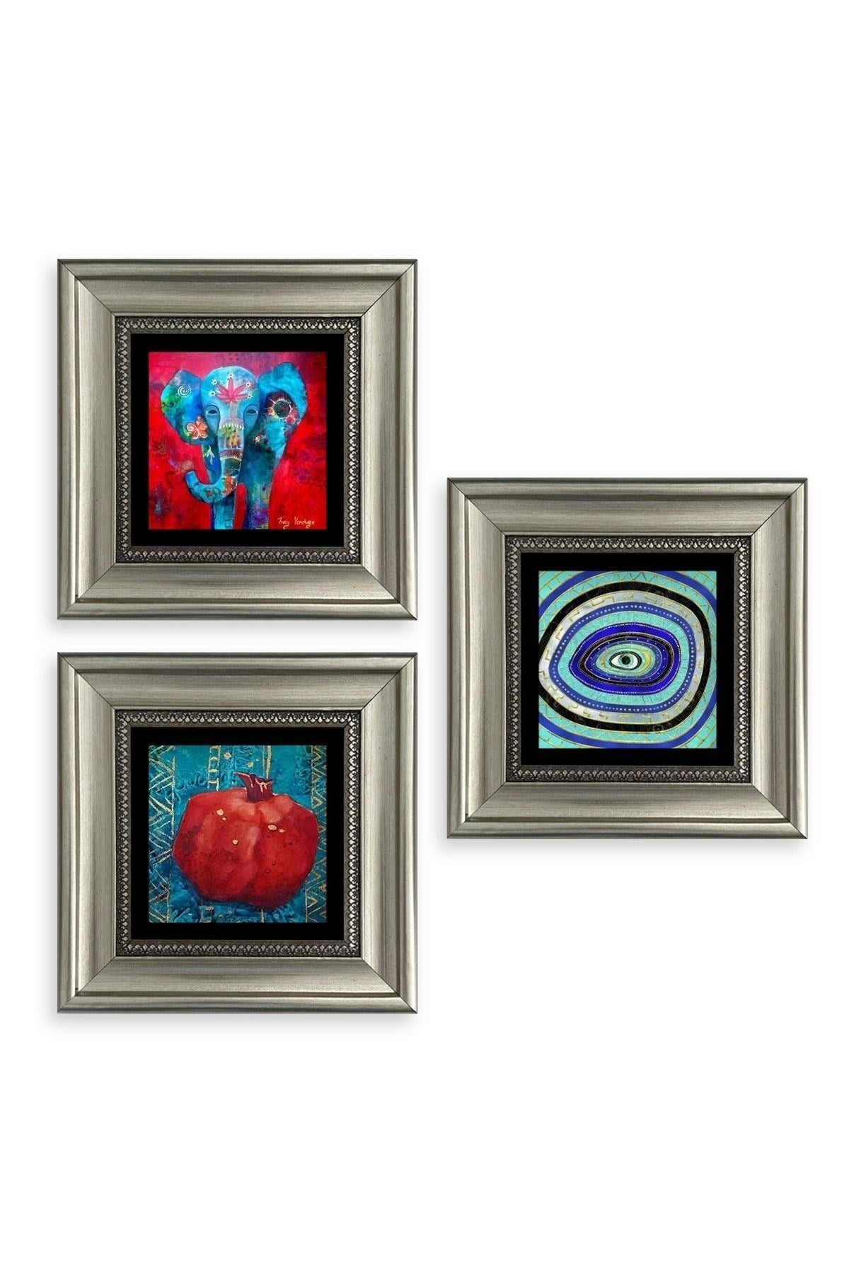 Mistik 3 lü Set Çerçeveli Taş Tablo 20 cm