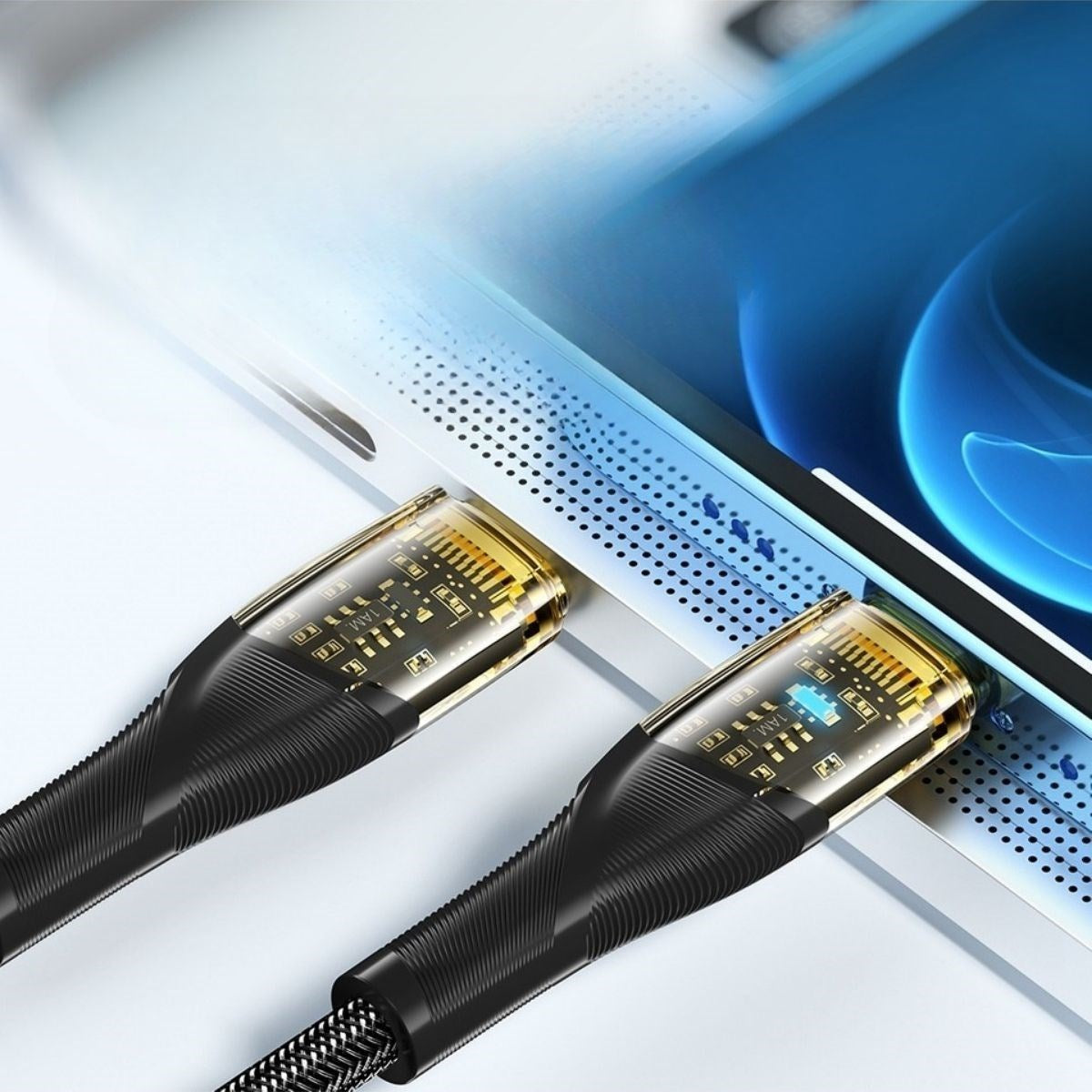 BUFFER® Led Işık Uçlu Sağlam İp Kablolu USB to Lightning Hızlı Şarj Kablosu