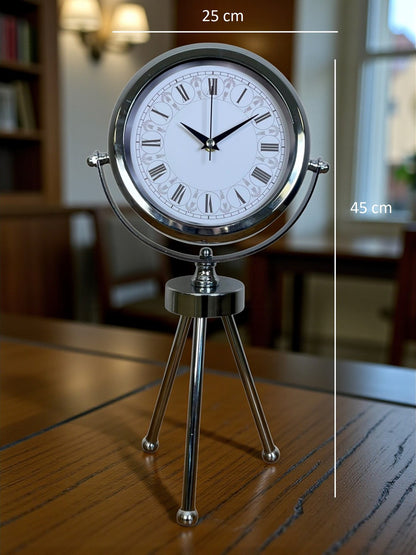 Zentime Krom Şık Üç Ayaklı Masa Saati