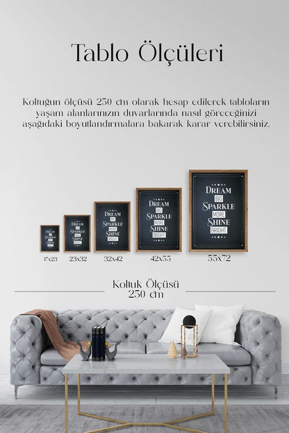 Motto Ahşap Çerçeveli Tablo 30 x 42