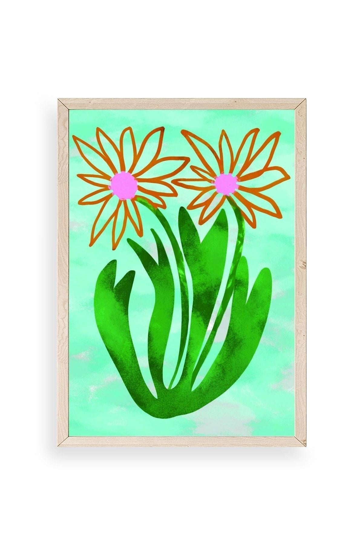 Çiçekler Ahşap Çerçeveli Tablo 23 x 30