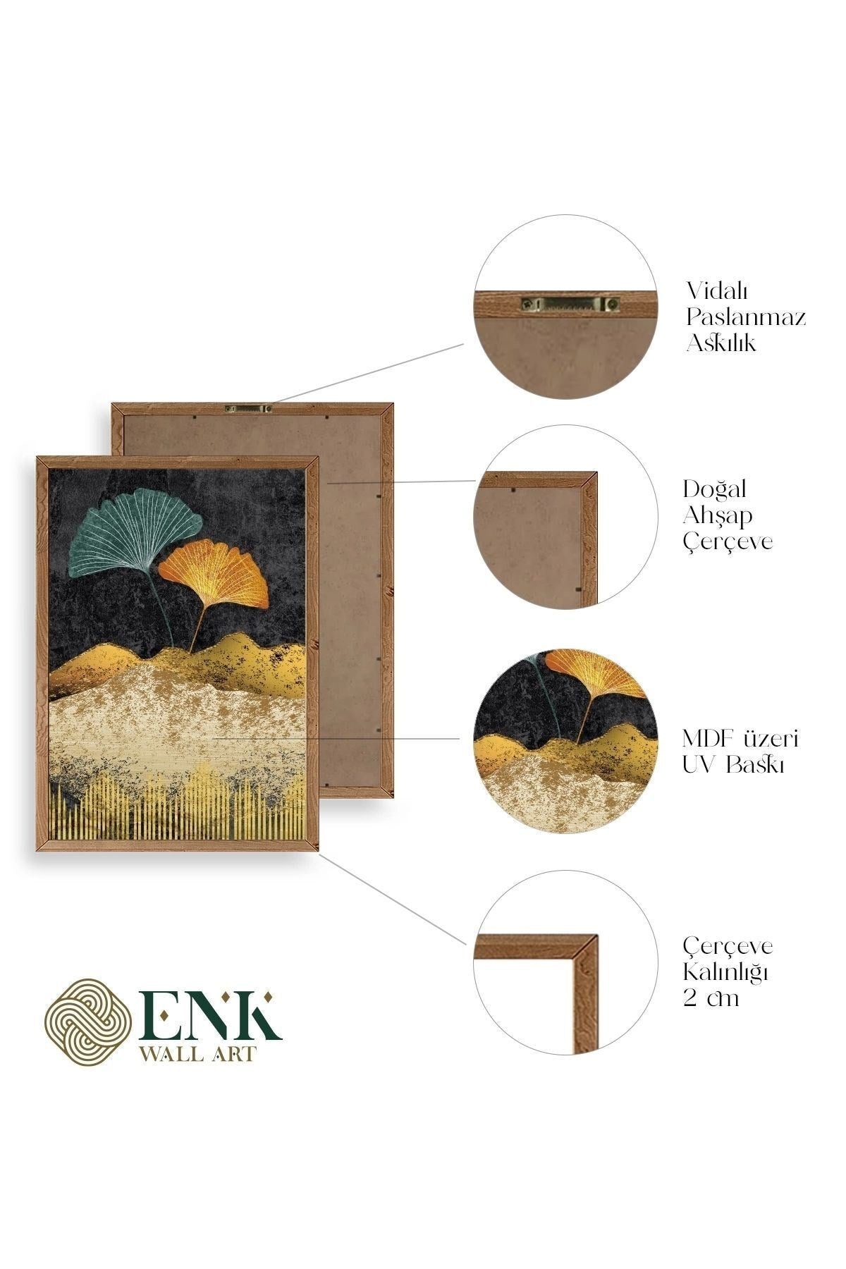 Manzara Üçlü Ahşap Çerçeveli Tablo 30 x 42