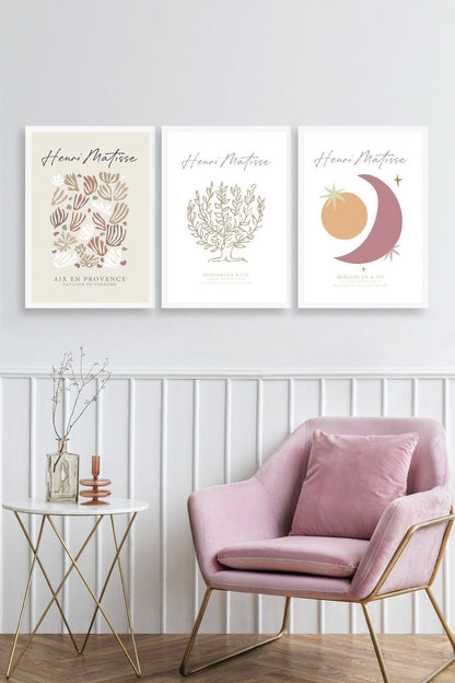 Matisse Üçlü Ahşap Çerçeveli Tablo 40 x 60