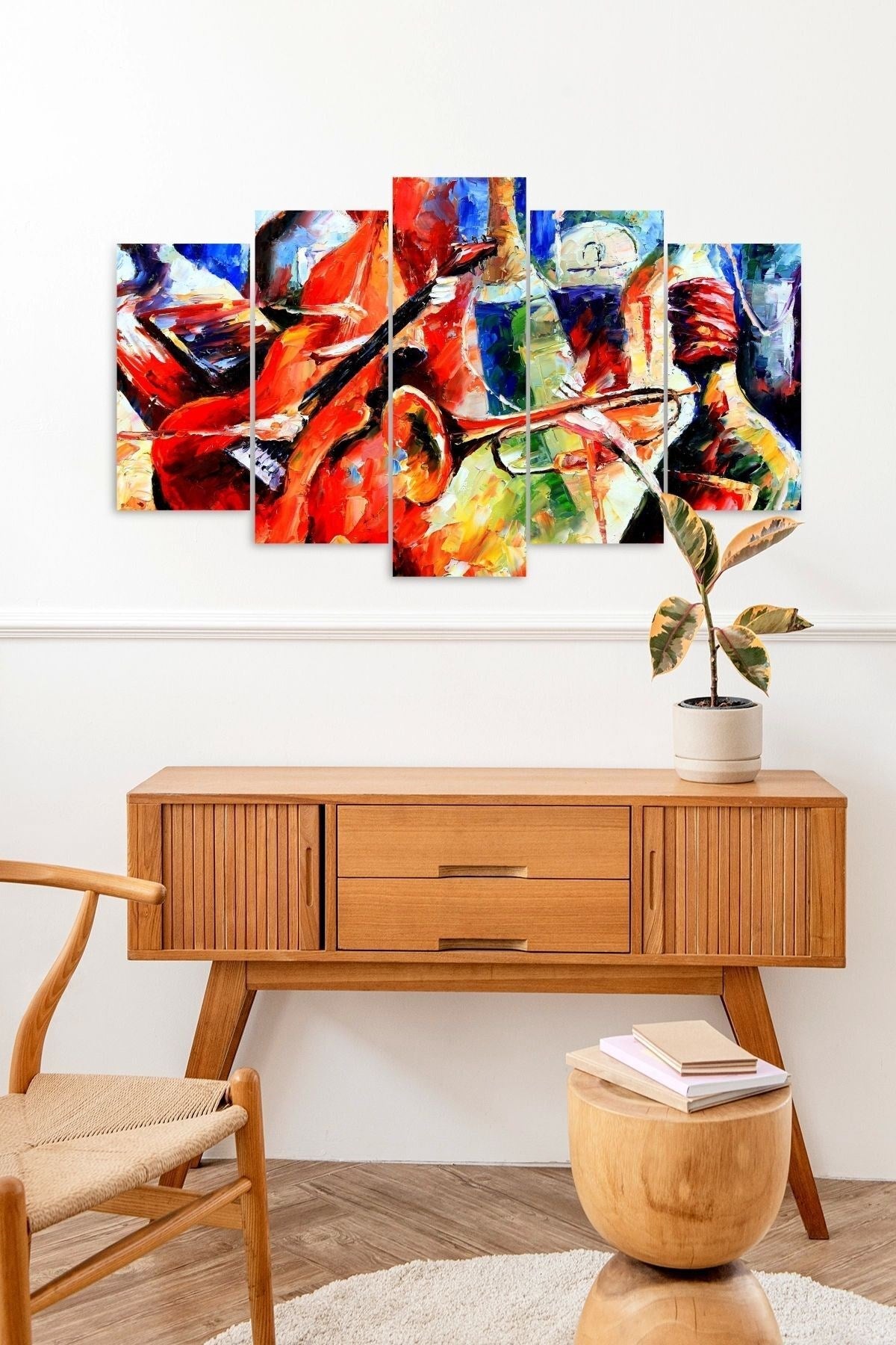 Düşündüren Sevinç ve Hüzün 5 Parçalı Mdf Tablo 60 x 100