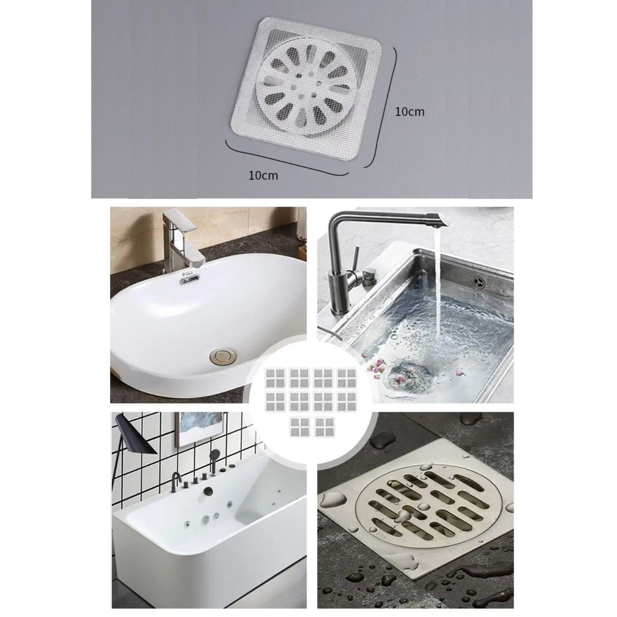 BUFFER® 10'lu Banyo ve Mutfak Lavabo Koku Önleyici ve Haşere Böcek Önleyici Gider Filtresi