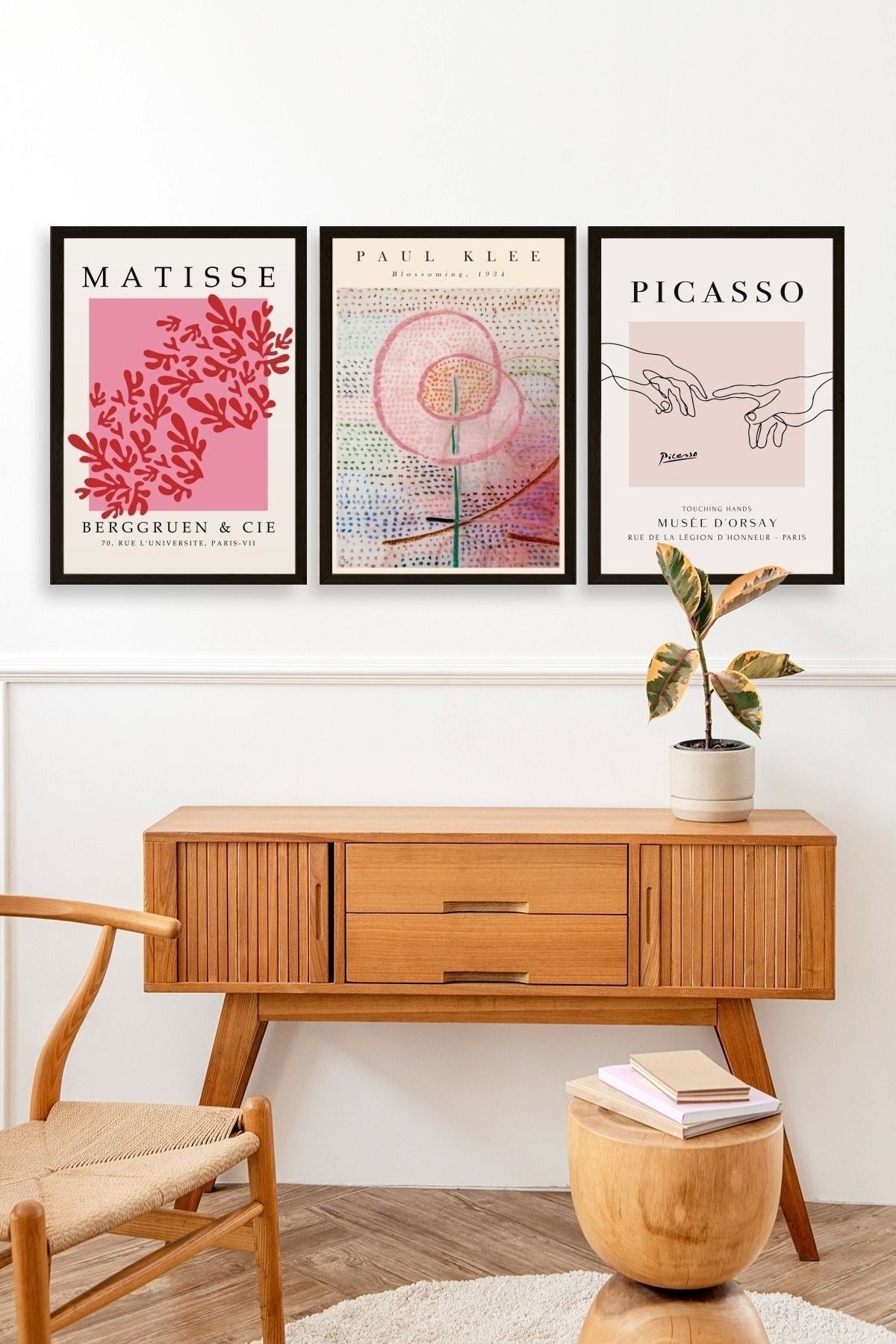 Ünlü Tablolar Üçlü Ahşap Çerçeveli Tablo 23 x 30