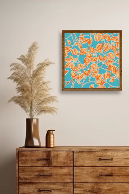 Yaprak Ahşap Çerçeveli Tablo 23 x 23