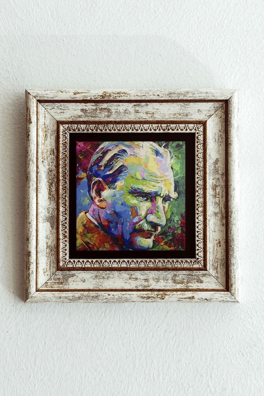 Atatürk Çerçeveli Taş Tablo , Çerçeveli Taş Duvar Dekoru-enkcrcvtbl-00134 20 cm