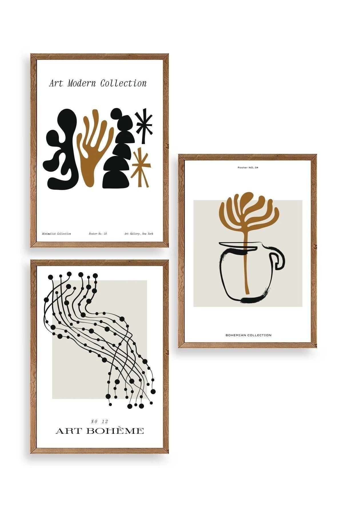 Modern Üçlü Ahşap Çerçeveli Tablo 40 x 60