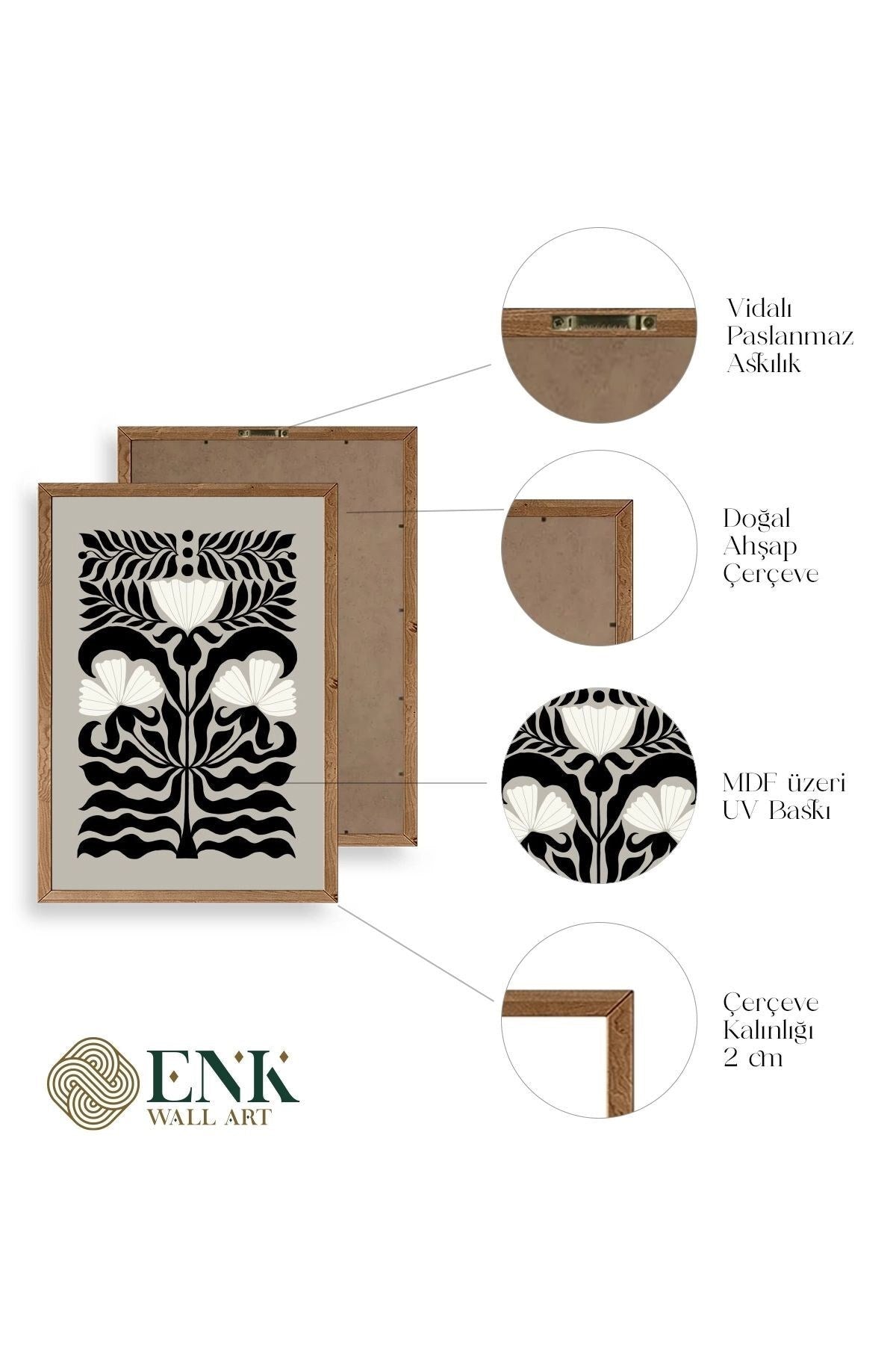 Çiçek Ahşap Çerçeveli Tablo 30 x 42