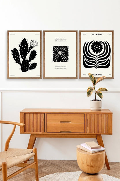 Modern Üçlü Ahşap Çerçeveli Tablo 30 x 40