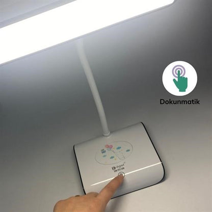 BUFFER® Şarjlı Oynar Esnek Başlıklı Dokunmatik 3 Farklı Modda Yanan Kaymaz Taban LED Masa Lambası
