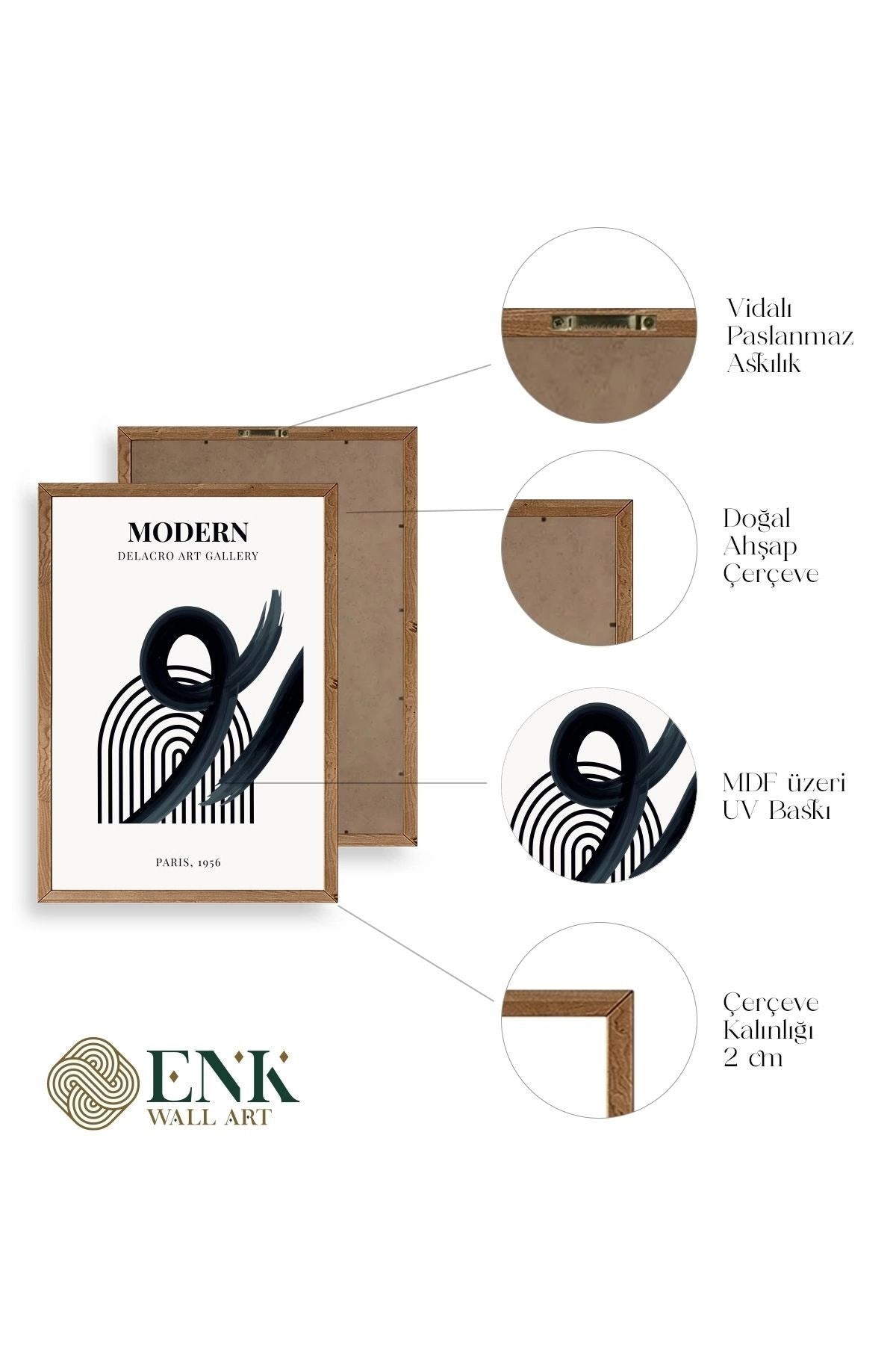 Modern Üçlü Ahşap Çerçeveli Tablo 23 x 30