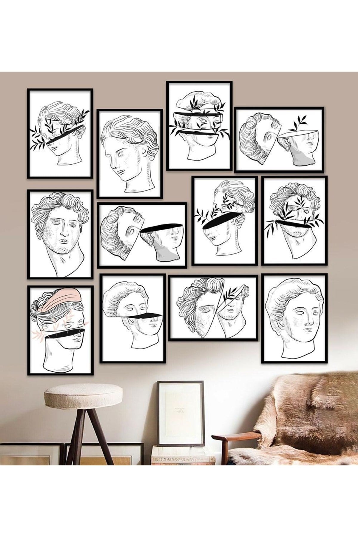 12 Parça Çerçeve Görünümlü Mdf Tablo Seti 15 x 20