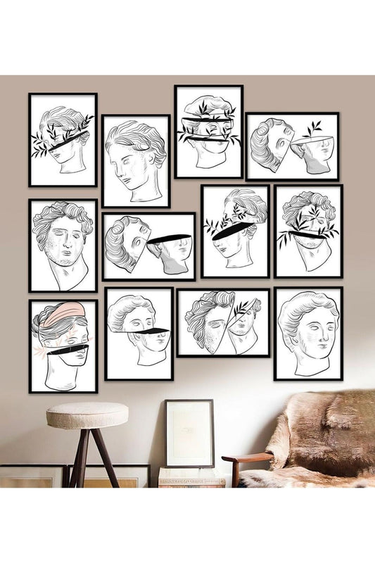 12 Parça Çerçeve Görünümlü Mdf Tablo Seti 15 x 20