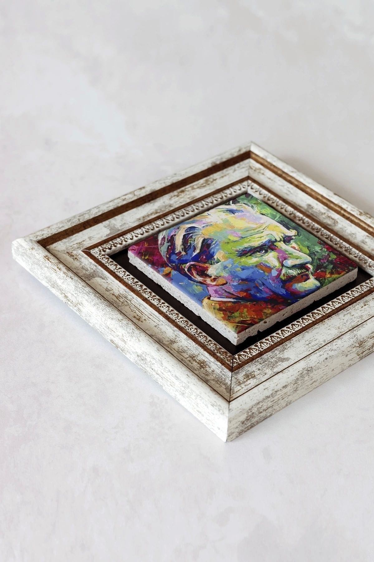 Atatürk Çerçeveli Taş Tablo , Çerçeveli Taş Duvar Dekoru-enkcrcvtbl-00134 20 cm