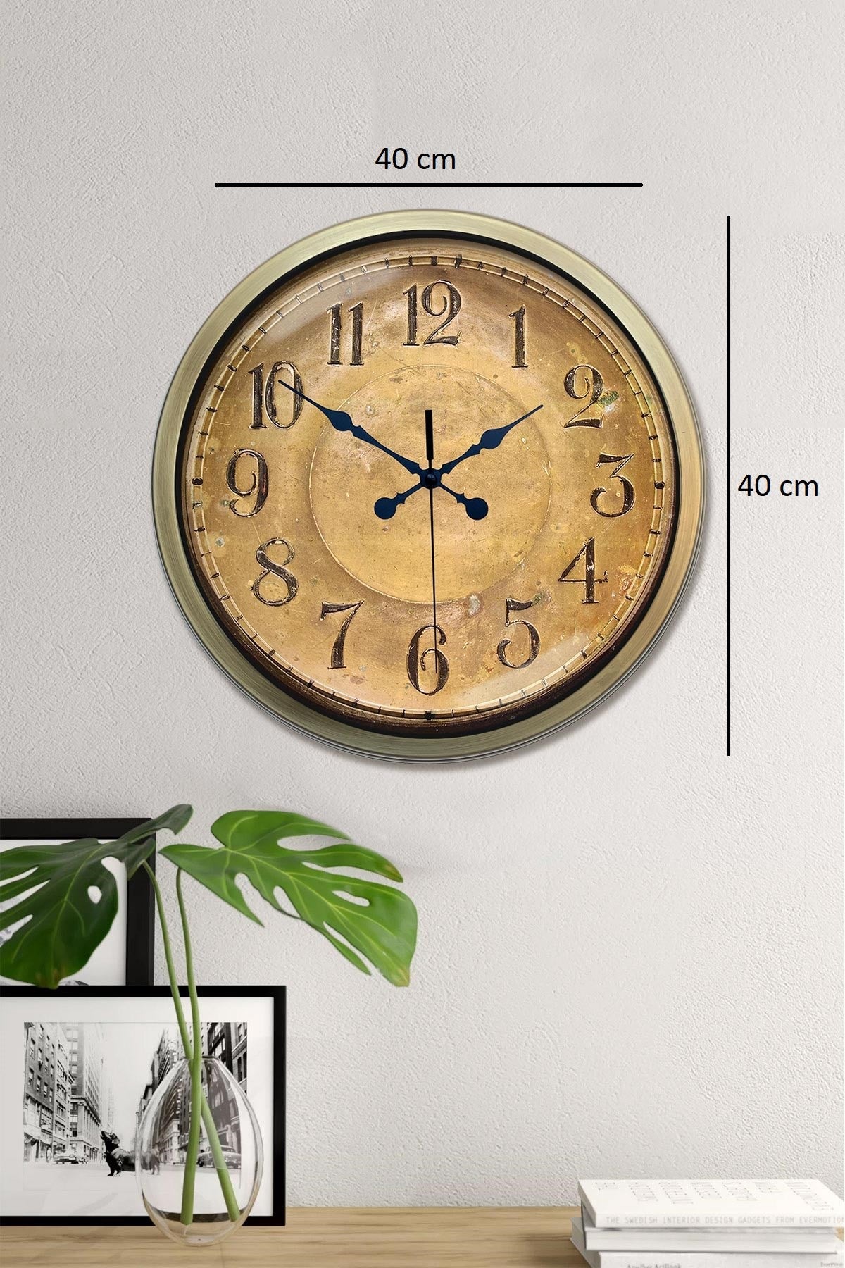 Zentime 40 Cm Eskitme Vintage Duvar Saati