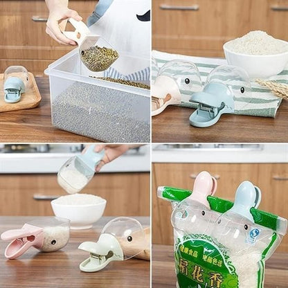 BUFFER® Ördek Tasarımlı Mandallı Tazelik Koruyan Ölçekli Kuru Mama Kaşığı Mama Ölçeği