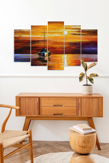 Deniz Manzarası 5 Parçalı Mdf Tablo 60 x 100