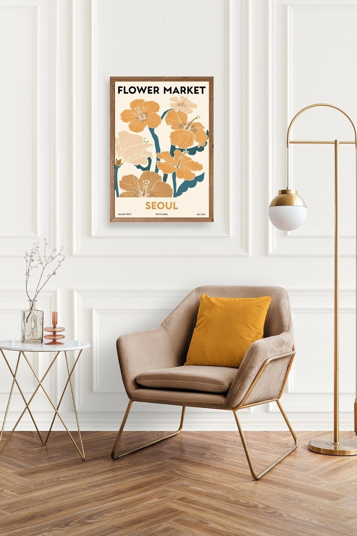 Çiçek Pazarı Ahşap Çerçeveli Tablo 23 x 30