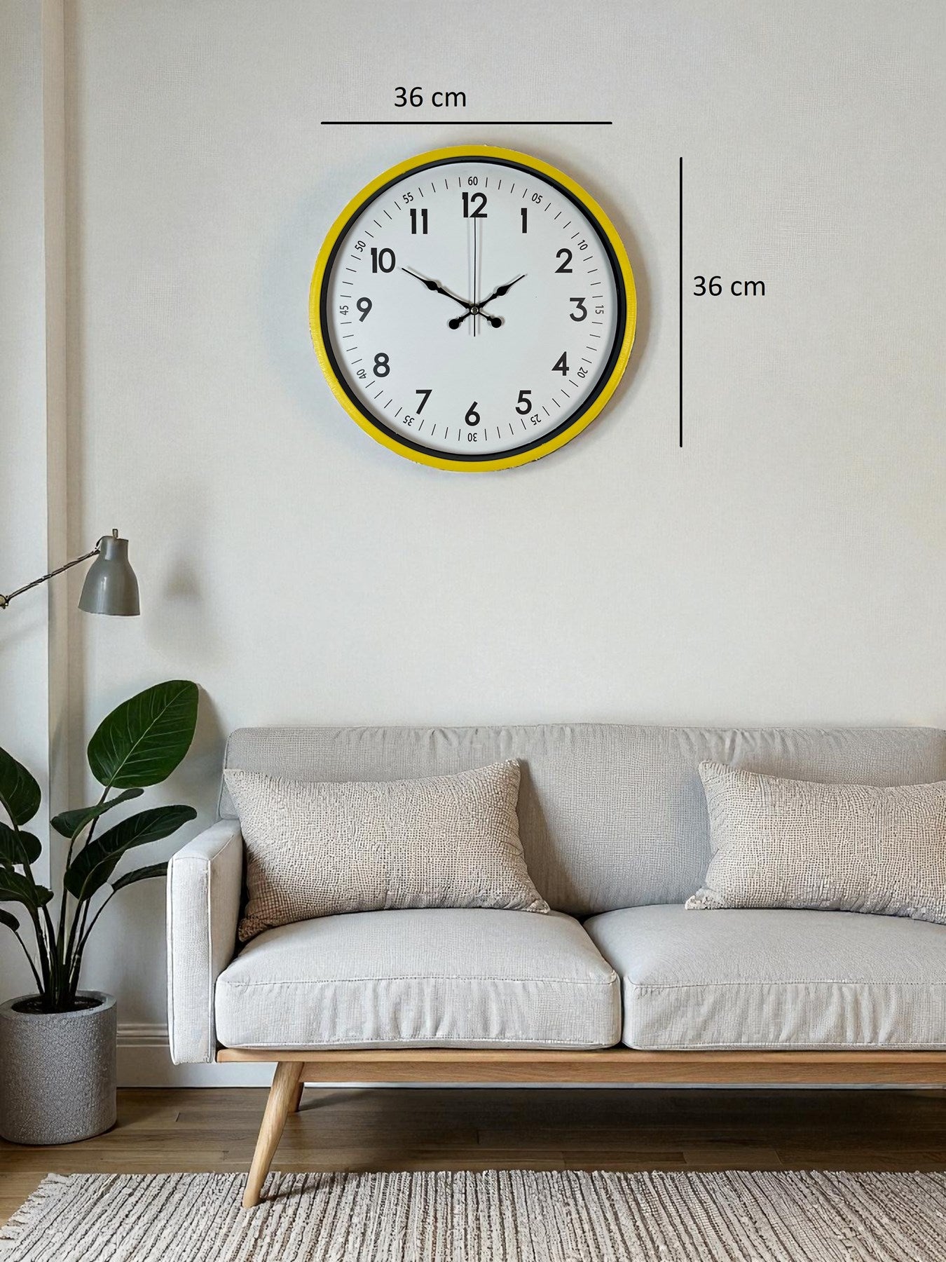 Zentime 36 Cm Sarı Dekoratif Duvar Saati