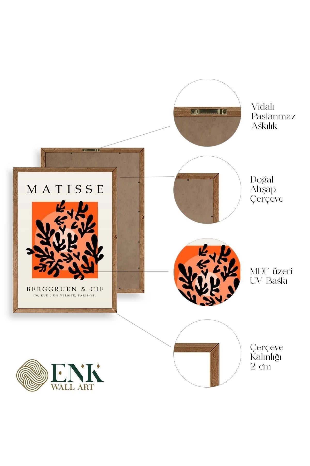 Yapraklar Ahşap Çerçeveli Tablo 50 x 70