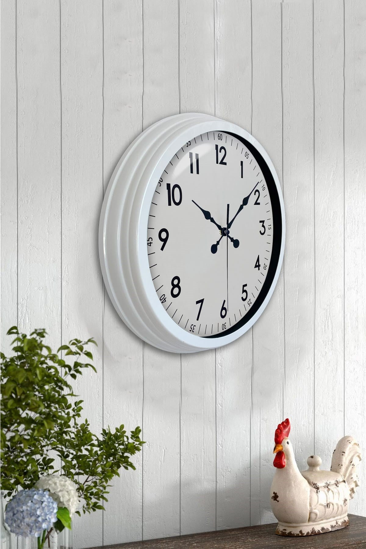 Zentime 40 Cm Metal Beyaz Klasik Duvar Saati