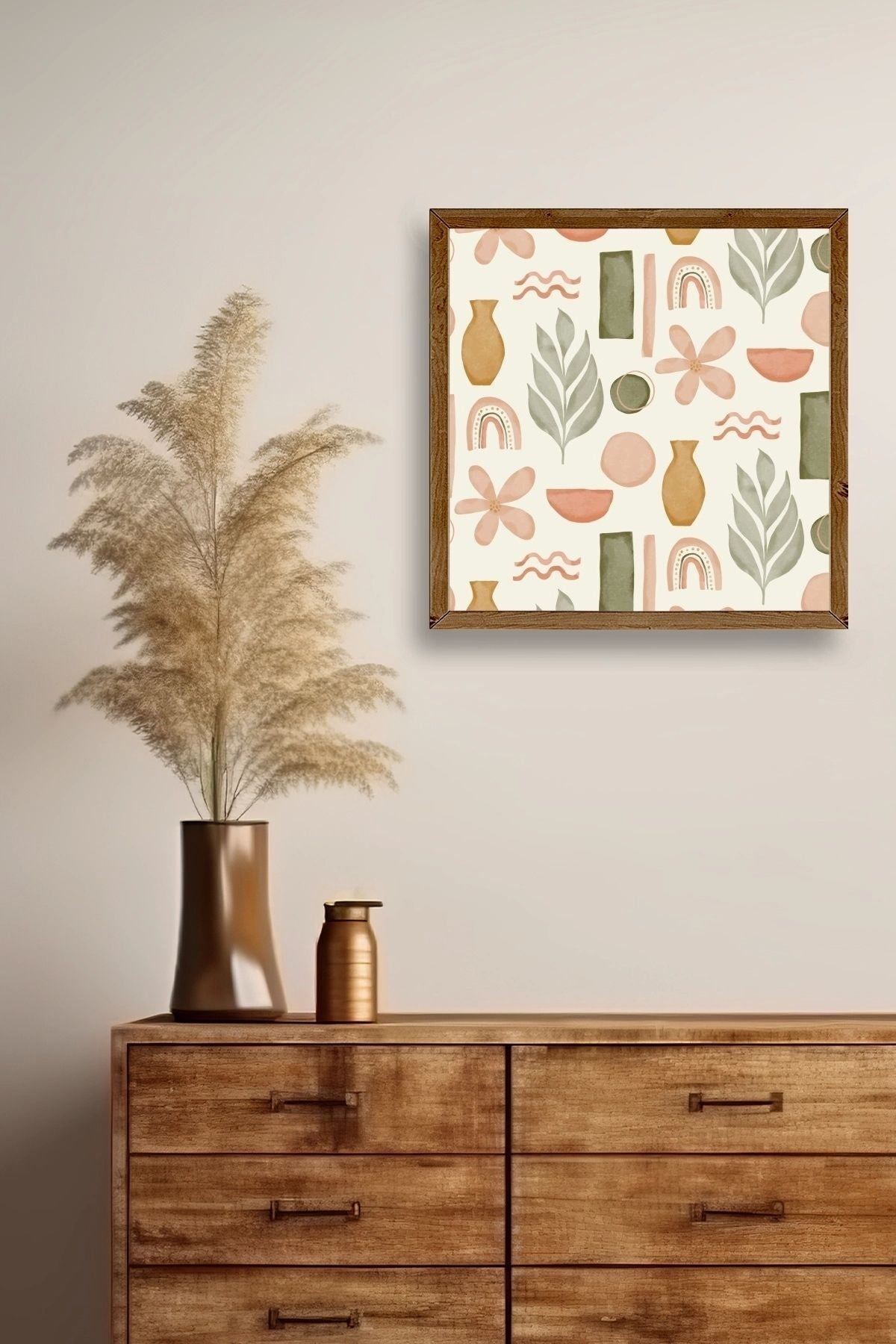 Yaprak Ahşap Çerçeveli Tablo 42 x 42