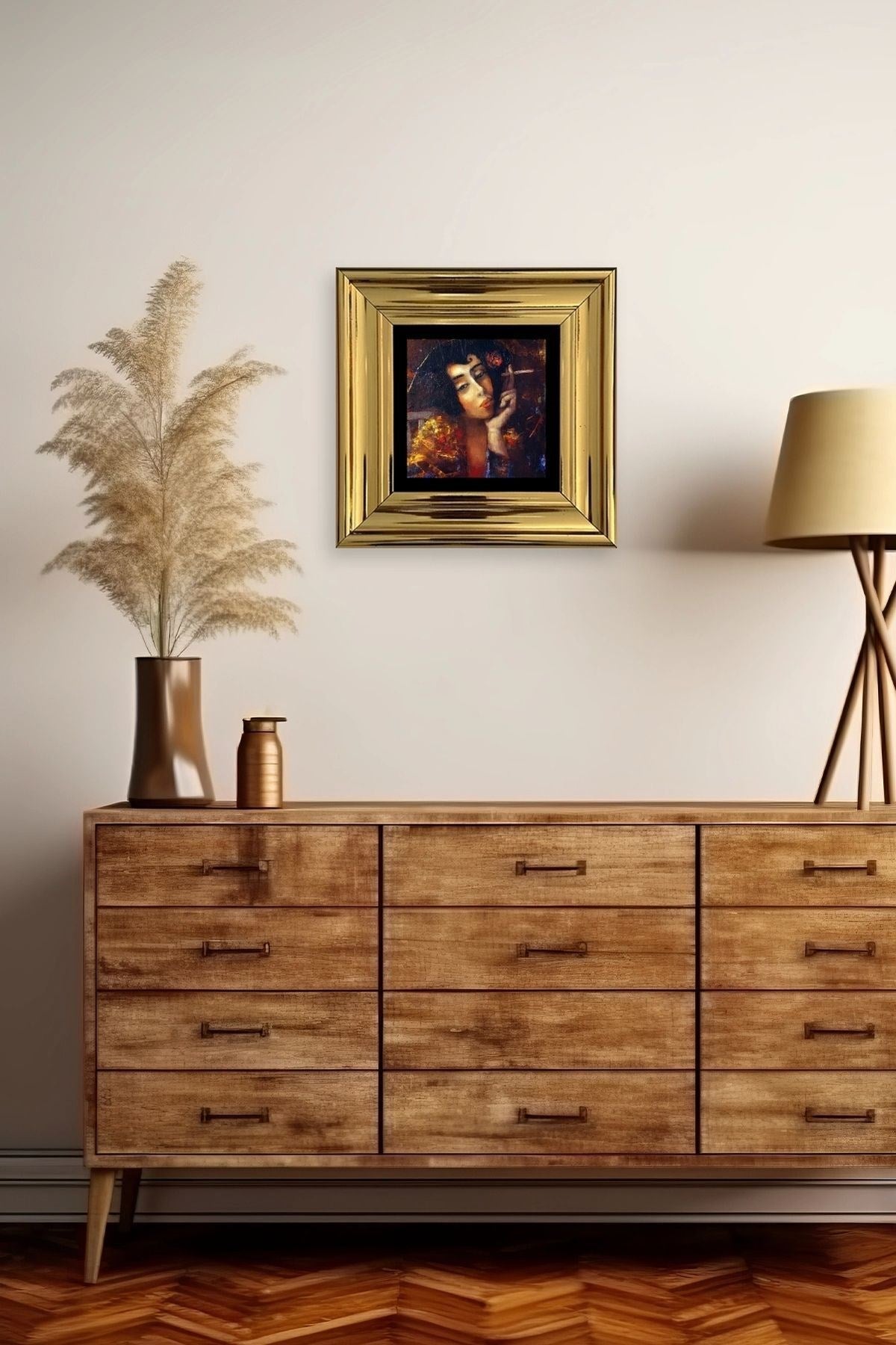 Kadın Çerçeveli Taş Tablo 20 cm