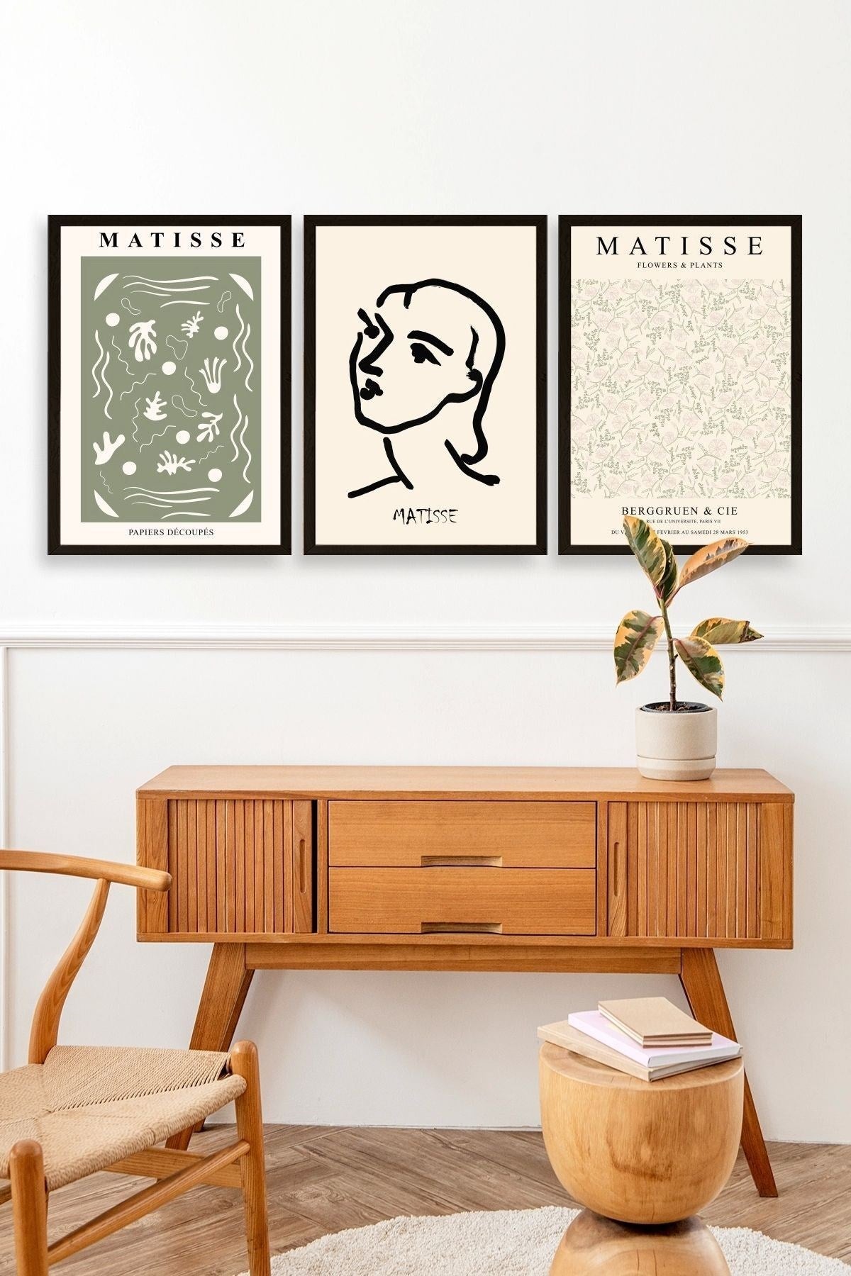 Matisse Üçlü Ahşap Çerçeveli Tablo 40 x 60