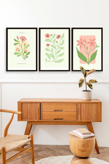 Botanik Üçlü Ahşap Çerçeveli Tablo 23 x 30