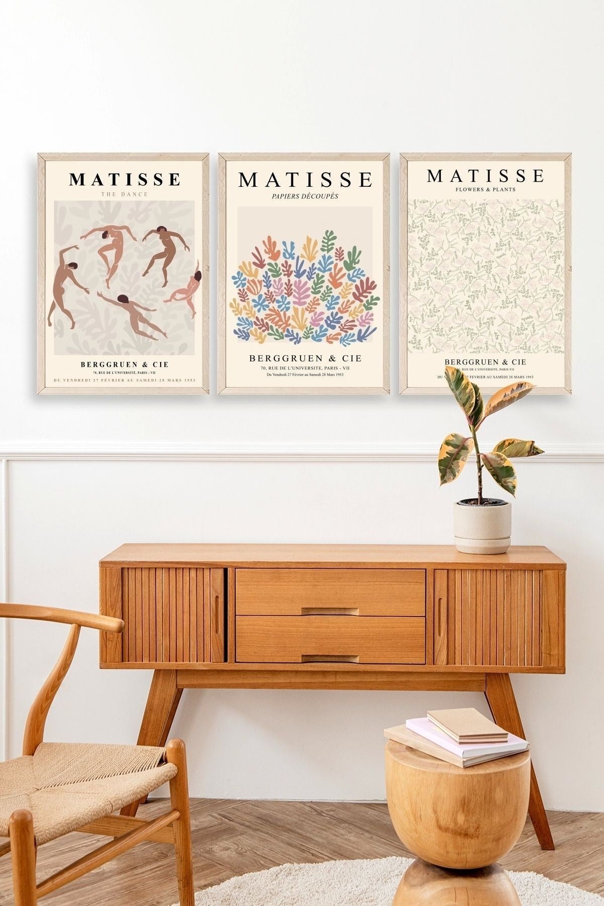 Matisse Üçlü Ahşap Çerçeveli Tablo 40 x 60